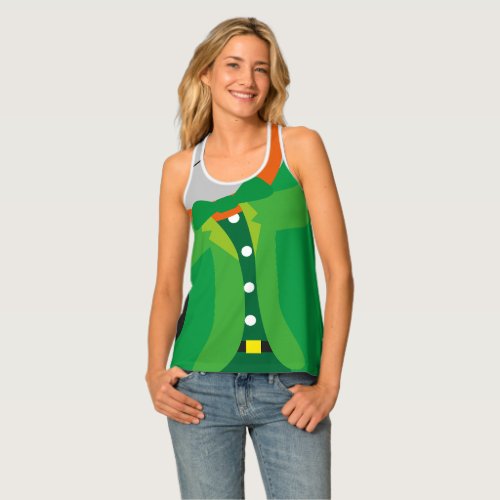 green leprechaun character with gold beer tank top