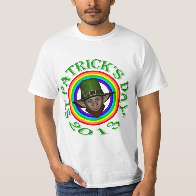 Green leprechaun & double rainbow T-Shirt (Front)