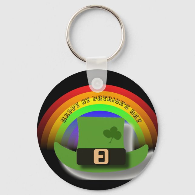 Green Leprechaun Hat St Patrick’s Day Keychain (Front)