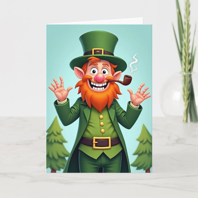 Green Leprechaun Irish Luck Card (Front)