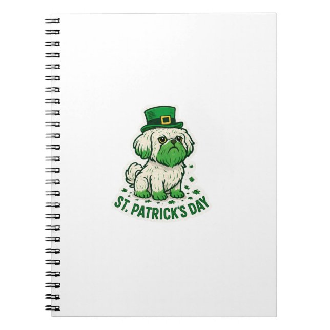 Green Leprechaun Shih Tzu St.Patrick's Day Notebook (Front)