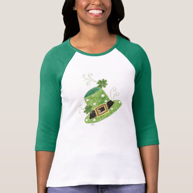 Green leprechaun's hat with polka dots t-shirt (Front)
