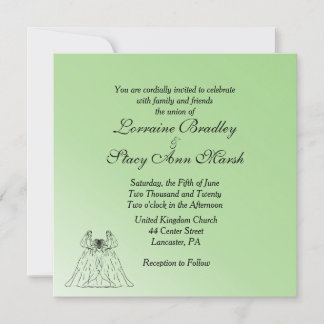 Green Lesbian Wedding Invitation