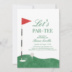 Green Let’s Par-Tee Golf First Birthday Invitation