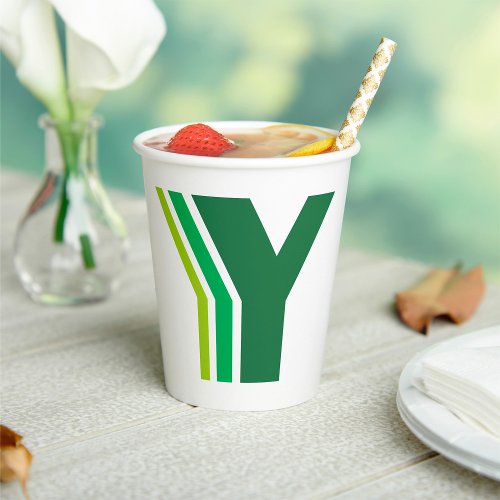 Green Letter Y Paper Cups