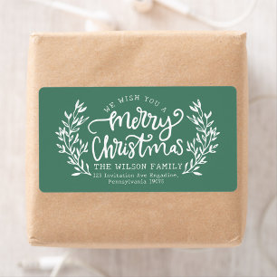 Green Lettering Calligraphy Family  Label
