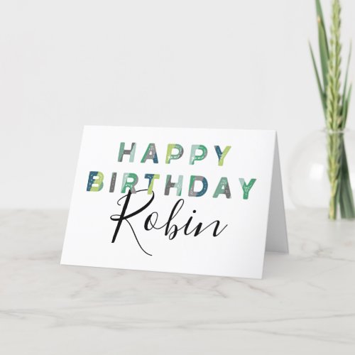Green Letters Simple Style Personalized Birthday Card