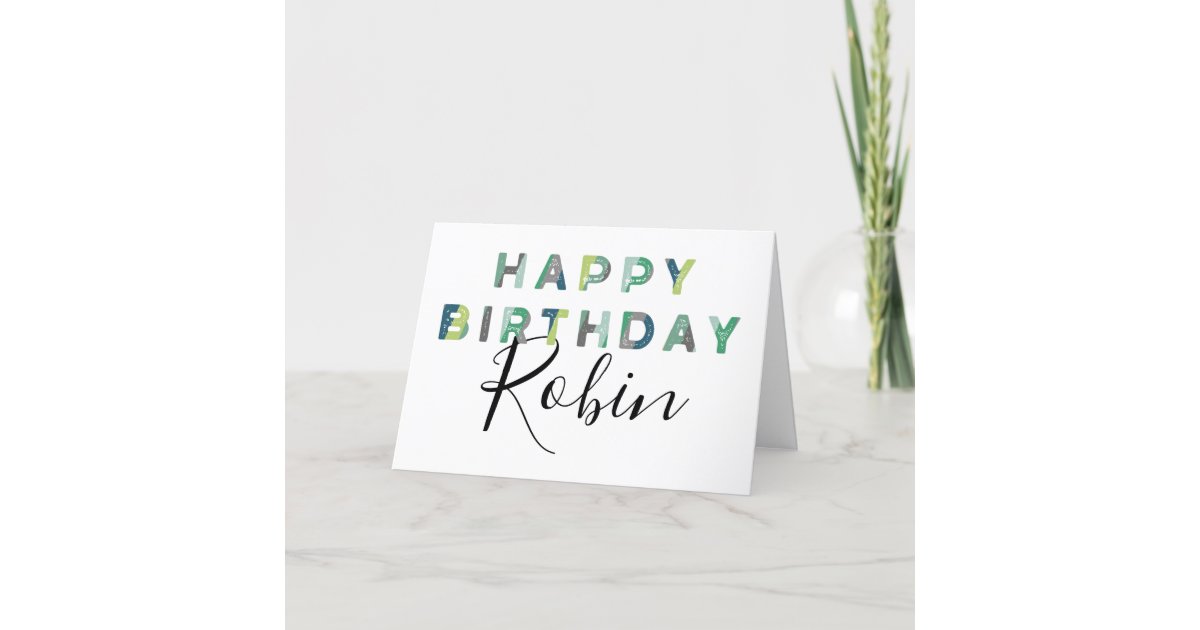 Green Letters Simple Style Personalized Birthday Card | Zazzle