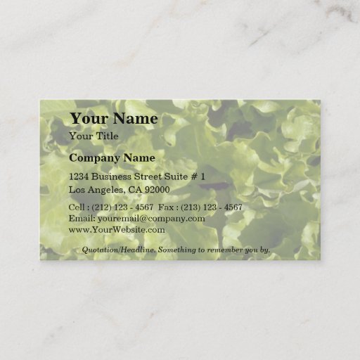 Customizable Green lettuce business cards