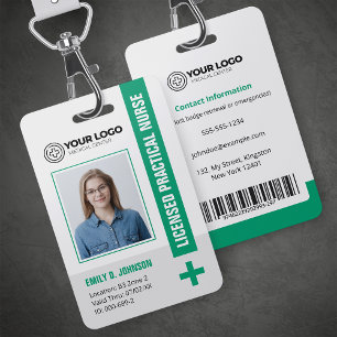 Green Licensed Practical Nurse LPN Photo Barcode Badge