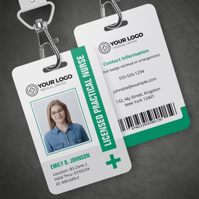 Green Licensed Practical Nurse LPN Photo Barcode Badge (Creator Uploaded)