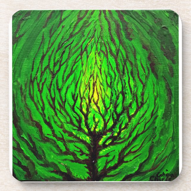 Green life beverage coaster (Front)
