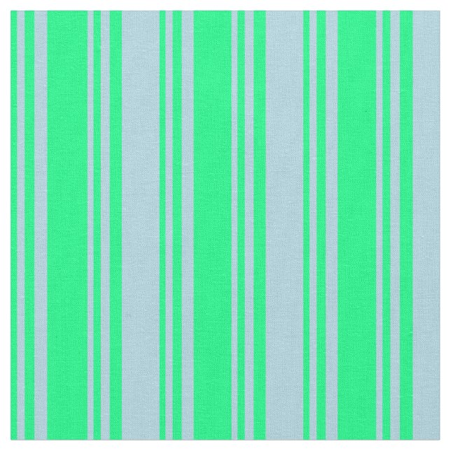 Green & Light Blue Colored Lines Pattern Fabric (Close Up)