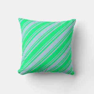 Green & Light Blue Colored Lines Pattern Pillow