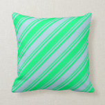 [ Thumbnail: Green & Light Blue Colored Lines Pattern Pillow ]