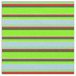 [ Thumbnail: Green, Light Blue, Red & Dark Green Stripes Fabric ]