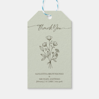Green Light Calligraphy Boho Botanicals Thank You Gift Tags