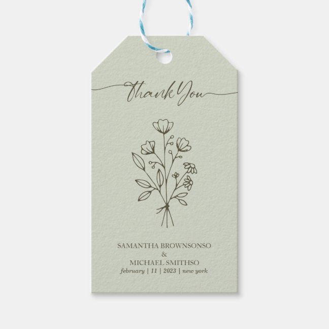Green Light Calligraphy Boho Botanicals Thank You Gift Tags