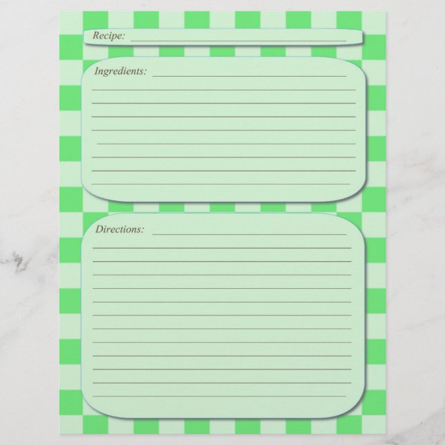 Green light checkered recipe page (Front)