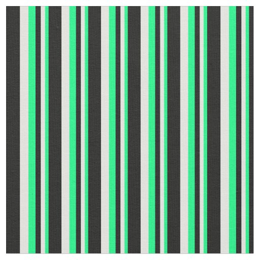 Green, Light Cyan & Black Colored Stripes Fabric