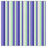 [ Thumbnail: Green, Light Cyan, Blue & Slate Blue Pattern Fabric ]