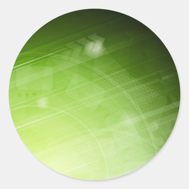 Green light design in hi-tech style classic round sticker (Front)