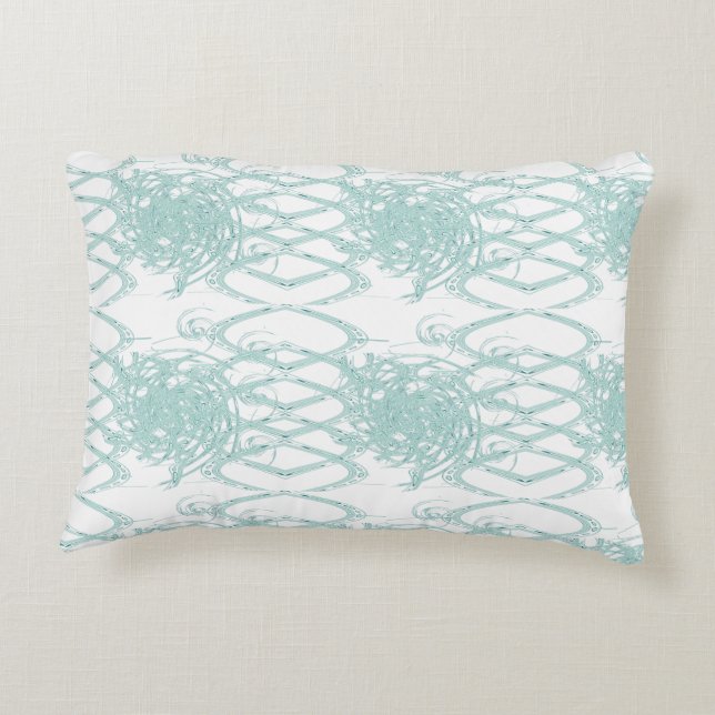 Green light design on white accent pillow (Back)