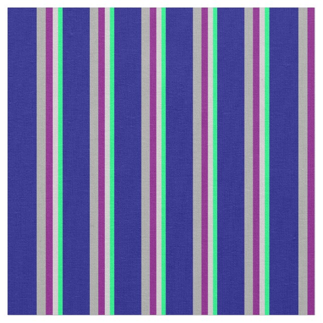Green, Light Gray, Purple, Dark Grey, and Blue Fabric (Close Up)