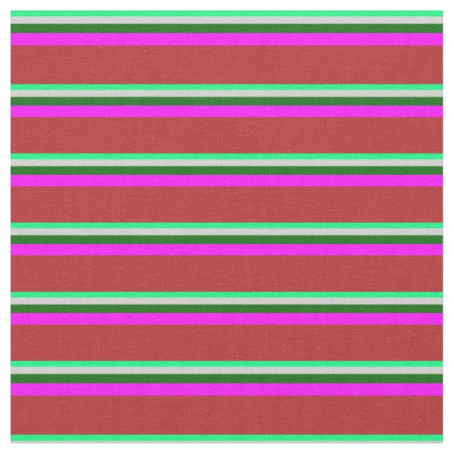Green, Light Grey, Dark Green, Fuchsia & Red Fabric (Close Up)