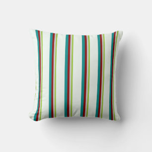 Green, Light Grey, Dark Red, Dark Cyan, Mint Cream Throw Pillow