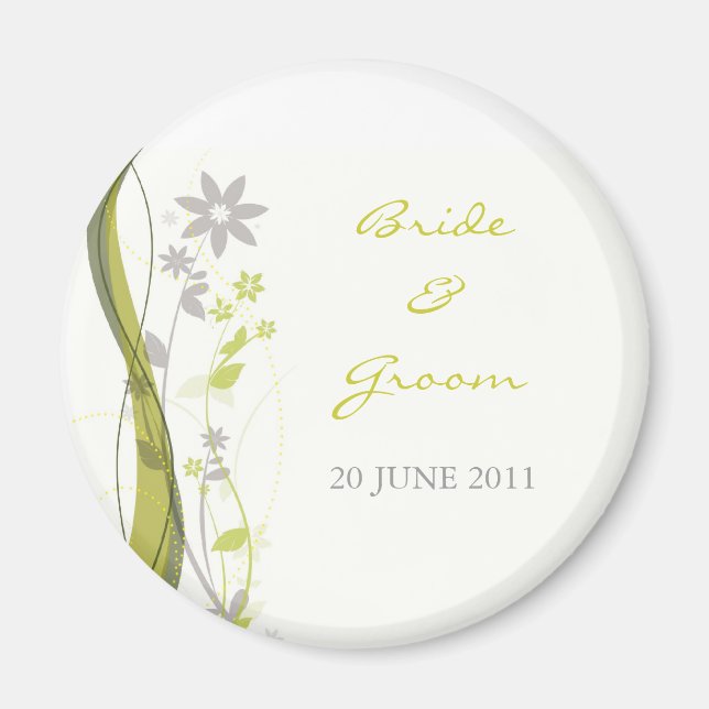 Green & light grey floral charm magnet (Front)