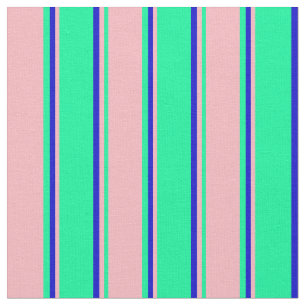 Green, Light Pink, and Blue Lined Pattern Fabric