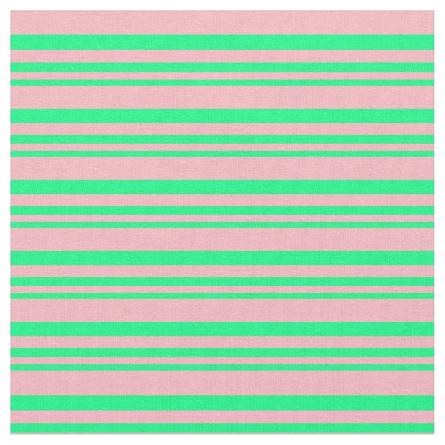 Green & Light Pink Striped/Lined Pattern Fabric (Close Up)