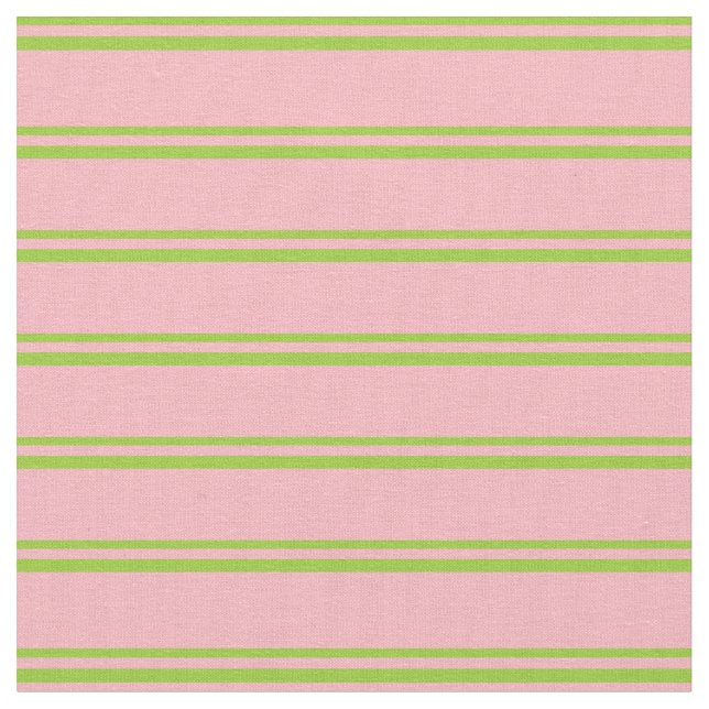 Green & Light Pink Stripes Fabric (Close Up)