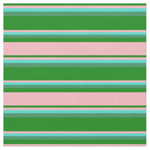Green, Light Pink, Turquoise & Sea Green Pattern Fabric