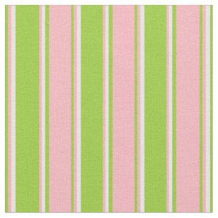 Green, Light Pink & White Colored Stripes Fabric