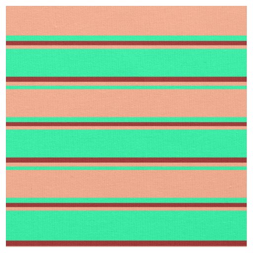 Green, Light Salmon, and Dark Red Stripes Fabric