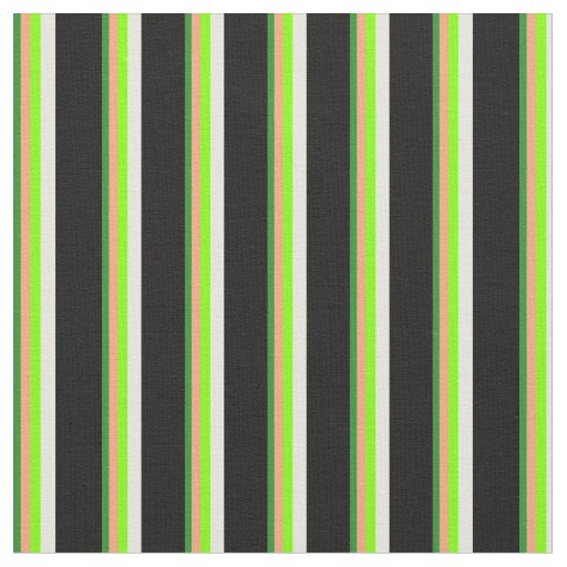 Green, Light Salmon, Chartreuse, Beige & Black Fabric