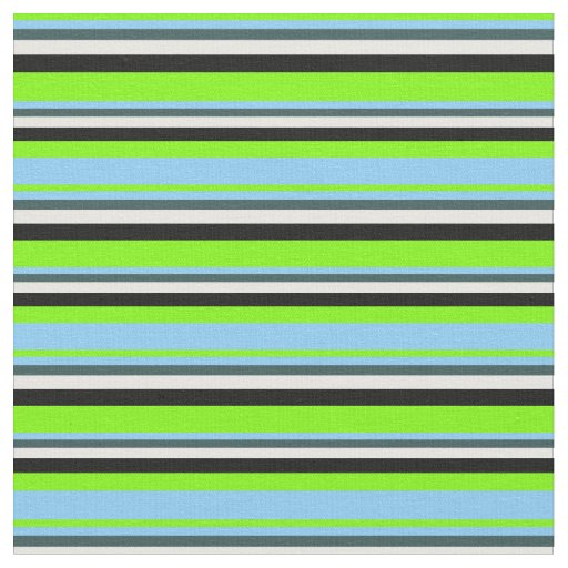 Green, Light Sky Blue, Gray, Mint Cream & Black Fabric