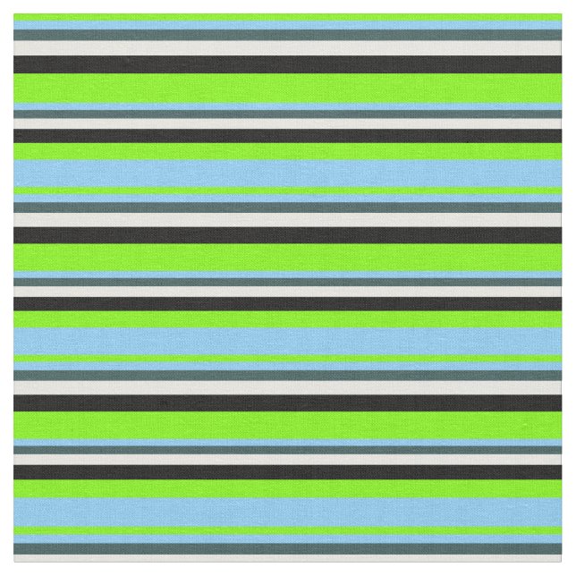 Green, Light Sky Blue, Gray, Mint Cream & Black Fabric (Close Up)