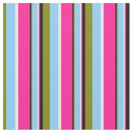 Green, Light Sky Blue, White, Deep Pink & Black Fabric