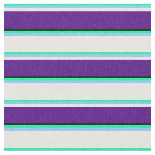 Green, Light Sky Blue, White, Indigo & Black Fabric