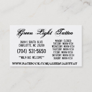 Green Light Tattoo Card
