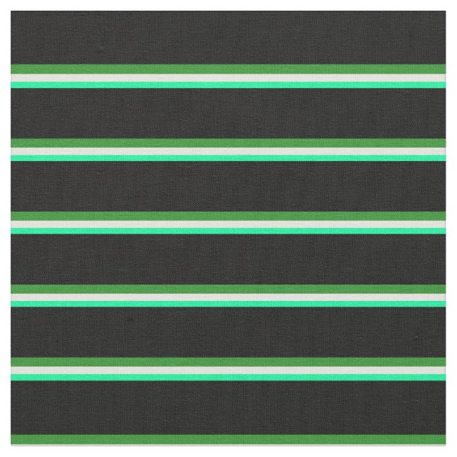 Green, Light Yellow, Forest Green & Black Pattern Fabric (Close Up)