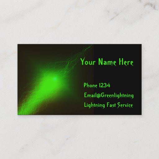 Customizable Green Lightning Business Card