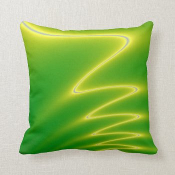Green Lightning Throw Pillow