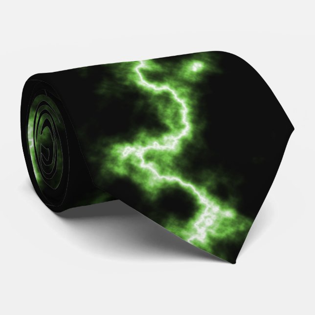 Green Lightning Tie (Rolled)
