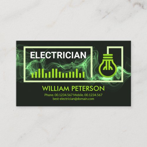 Green Lightning Wire Frame Electrician Contractor Business Card