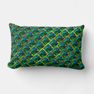 Green like emerald under a golden grating? lumbar pillow