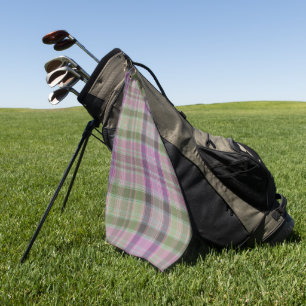 Green, lilac classic tartan. golf towel